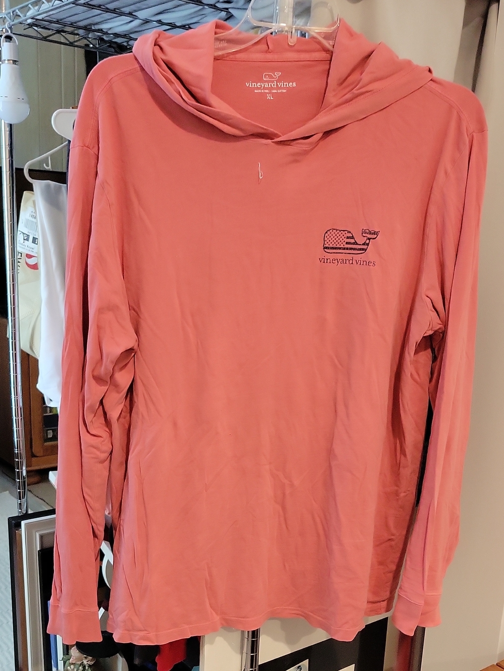 Vineyard Vines Men's Crewneck Hoodie in Coral Size XL